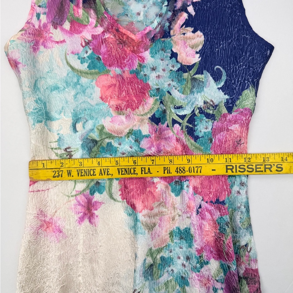 Komarov Floral Lace Maxi Dress Crinkle Satin Corset Back Cottagecore Romantic SM - Picture 7 of 15